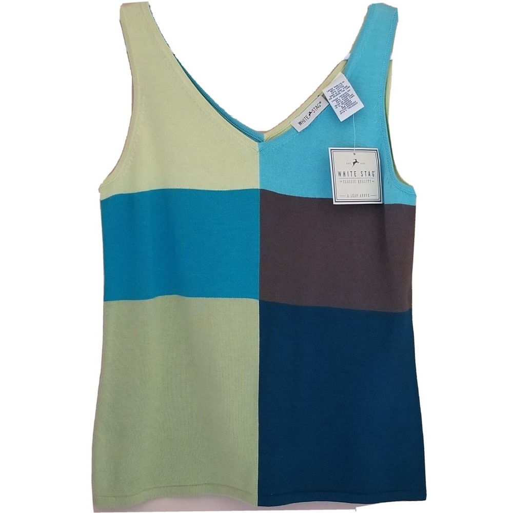 WHITE STAG Tank Top Womens S 4/6 Combo Patchwork Retro Vtg Y2K Peasant Boho NEW